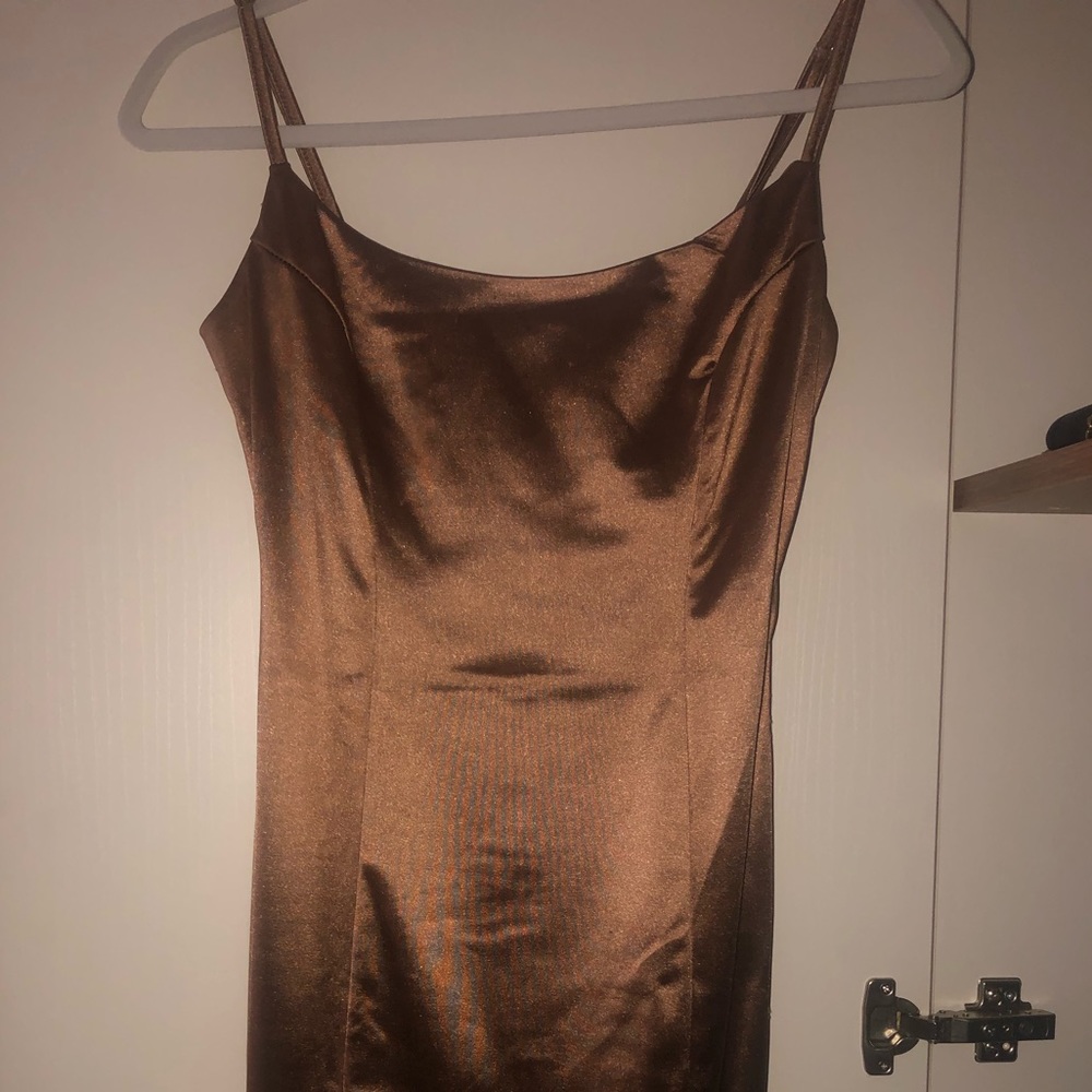 Mini, metallic bronze dress